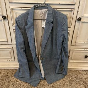 Blue linen chambray blazer from Loft, size 18